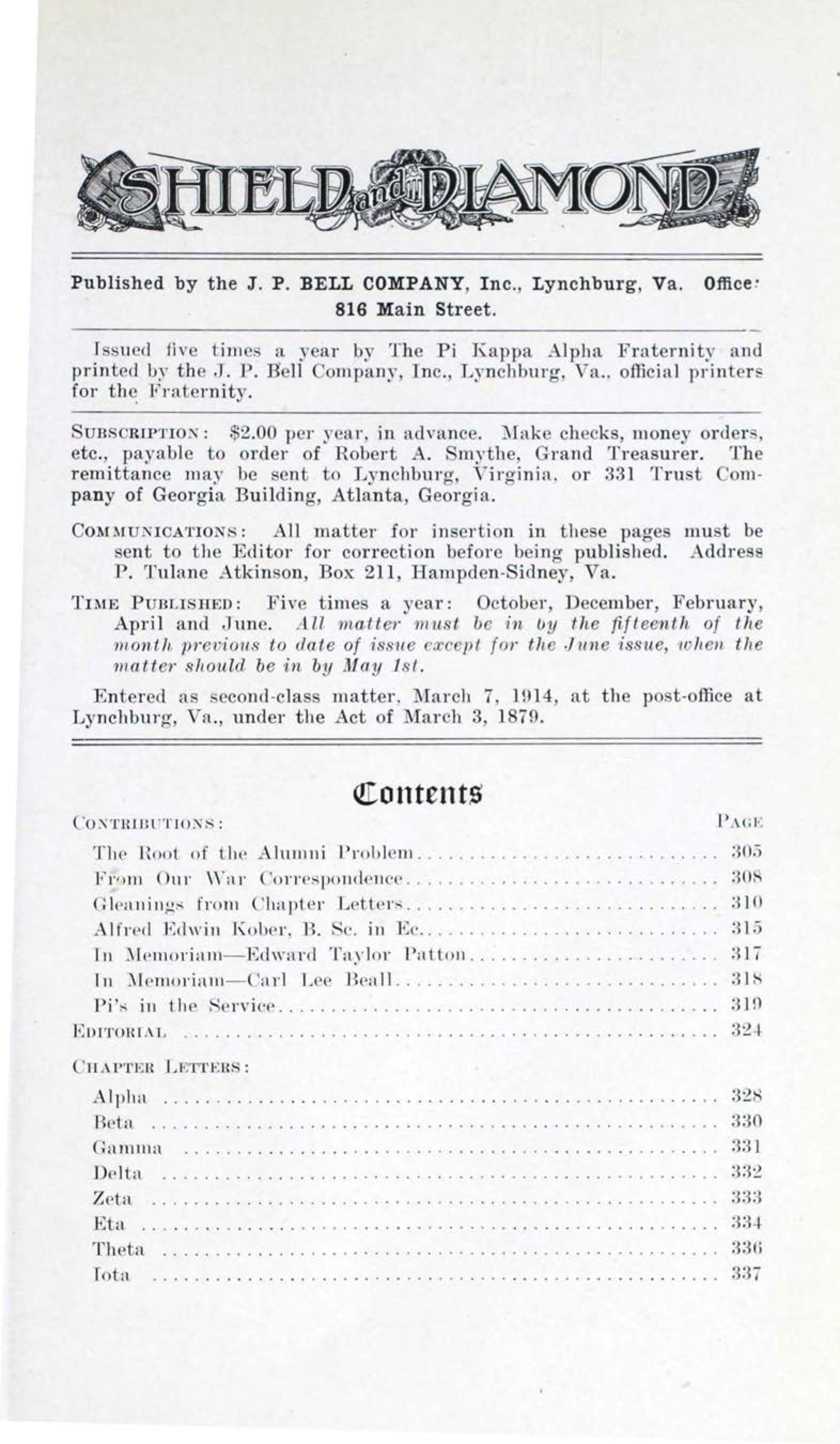 Shield and Diamond, Vol. 27, No. 3, February 1918